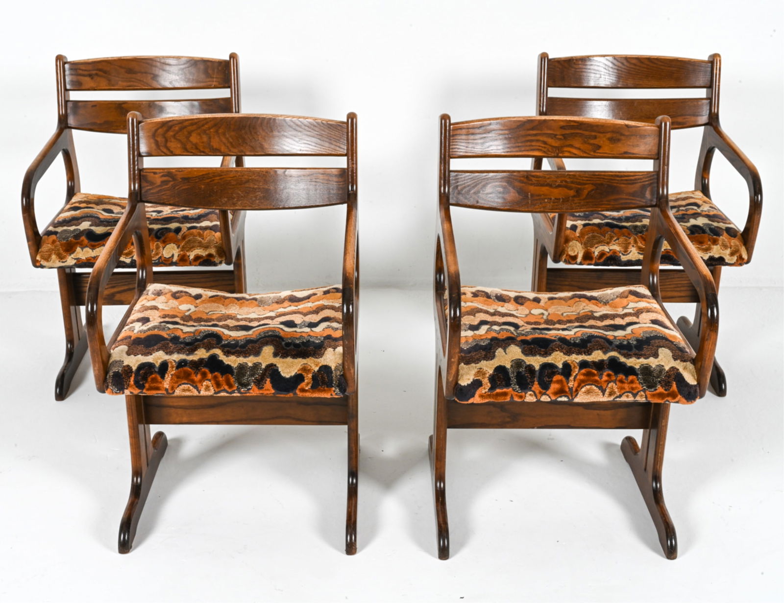 (4) DUTCH BRUTALIST OAK DINING CHAIRS, C. 1970'S (1 of 17)
