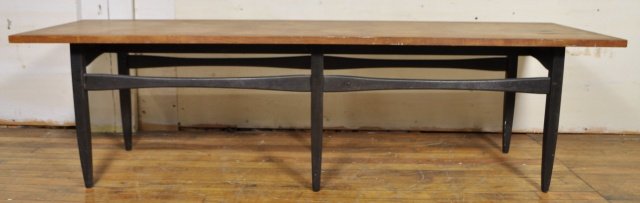 MID CENTURY COFFEE TABLE: possibly jens risom 60" x 19" x 16.5"