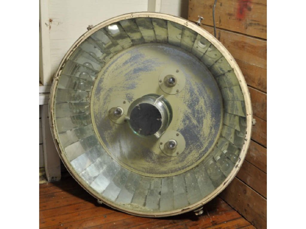 C. 1920 CASTLE MIRRORED OPERATING SURGICAL LIGHT: 35" diameter very rare with hangers, wires on pulley system