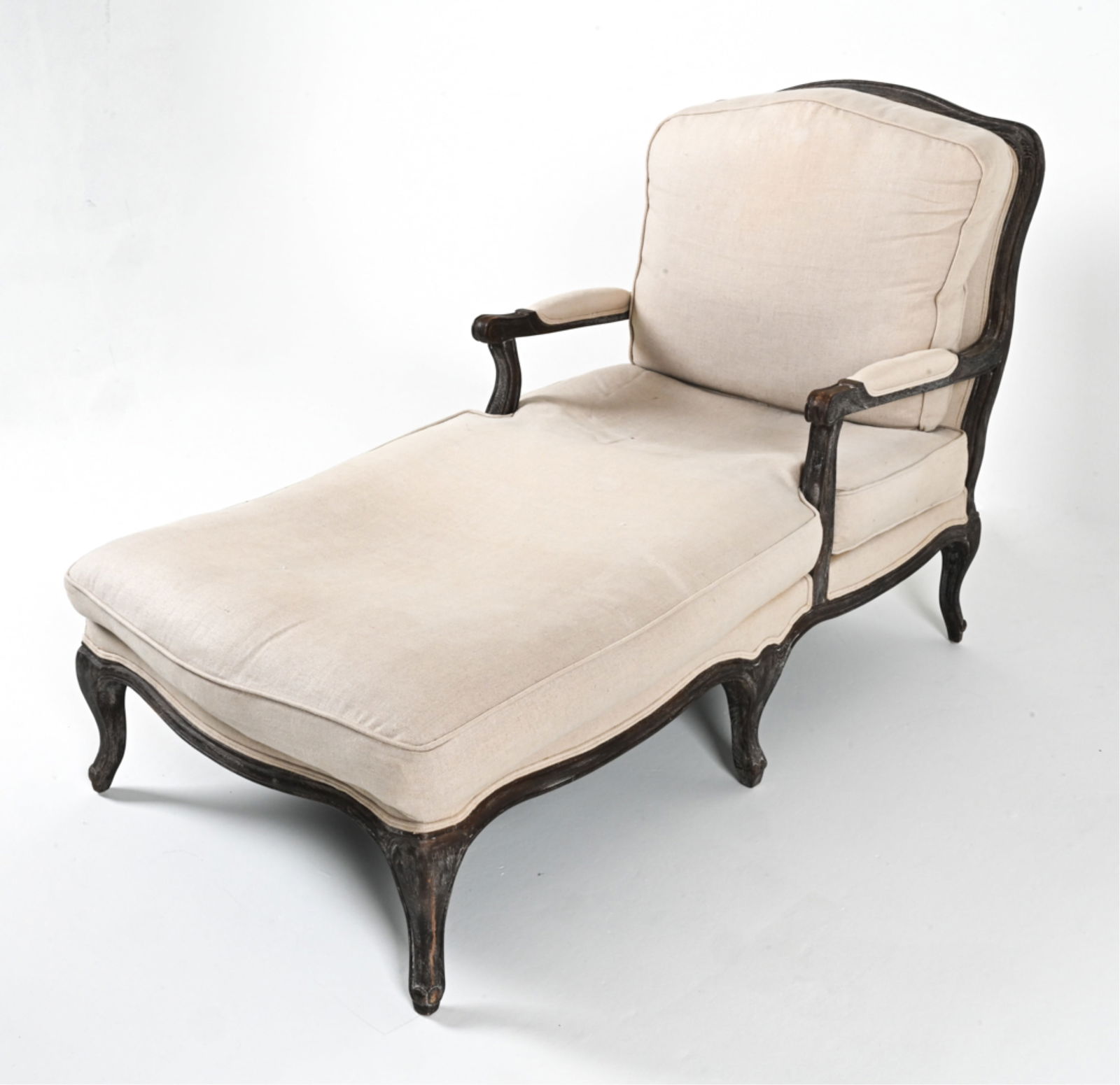 LOUIS XV STYLE OAK CHAISE LOUNGE CHAIR (1 of 13)
