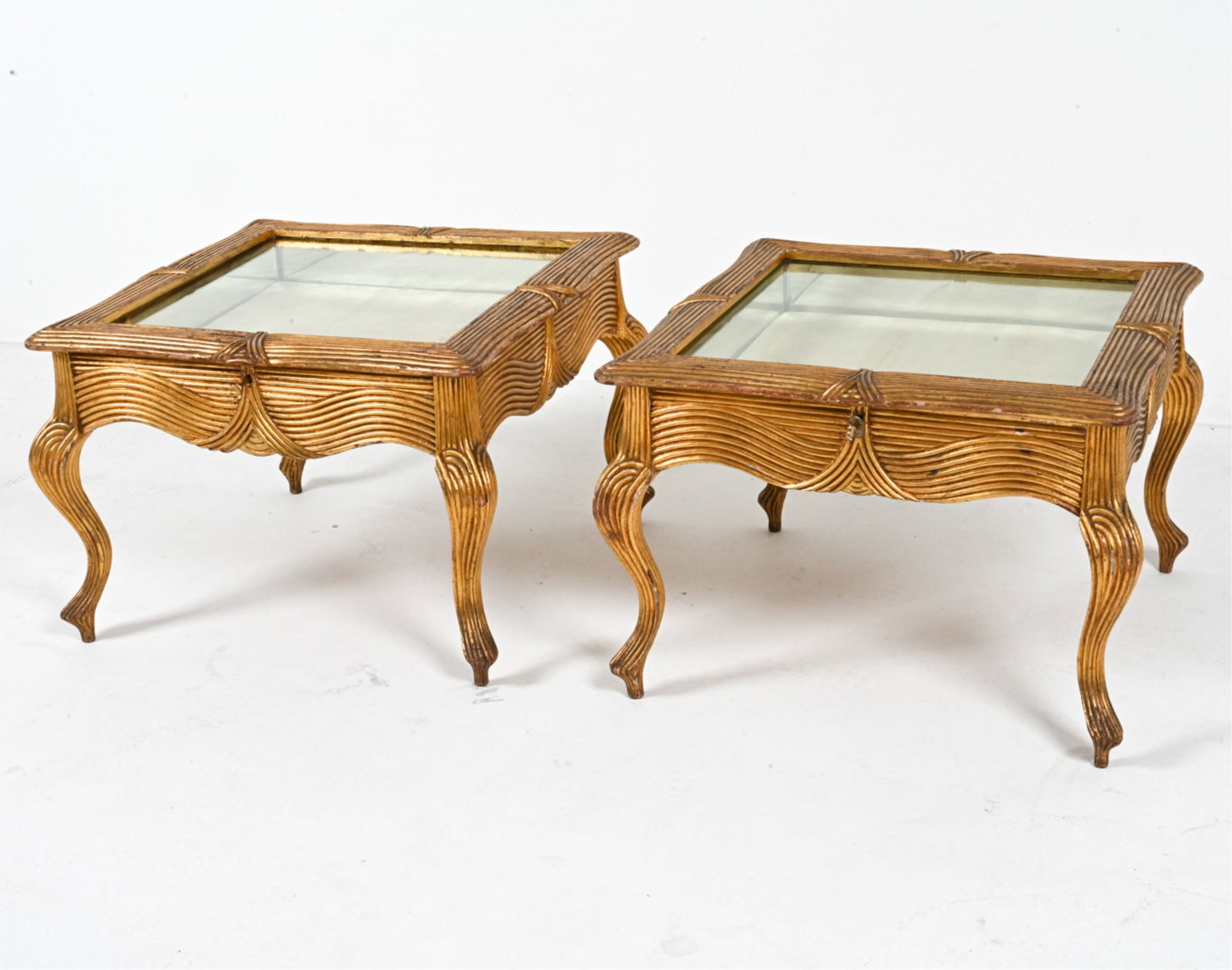 (2) HOLLYWOOD REGENCY GOLD GILT VITRINE TABLES (1 of 19)