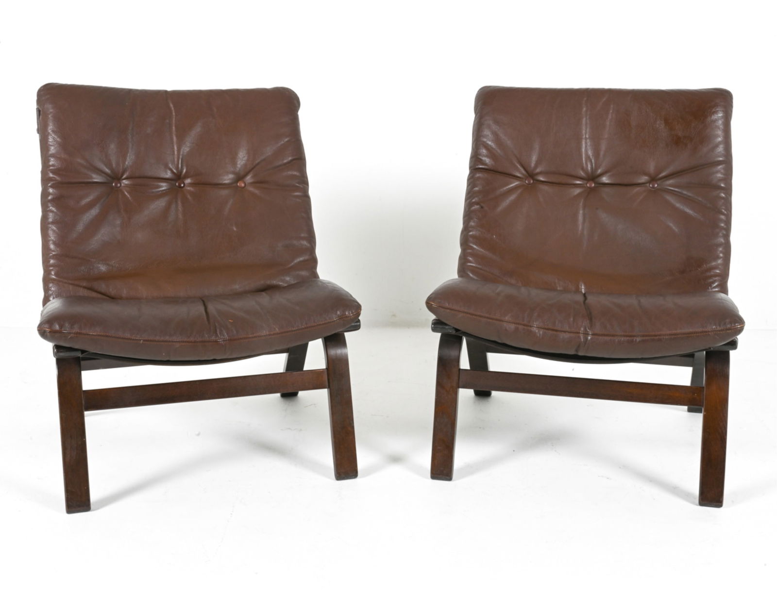 (2) DANISH BEECH AND LEATHER LOUNGE CHAIRS C1980S (1 of 12)