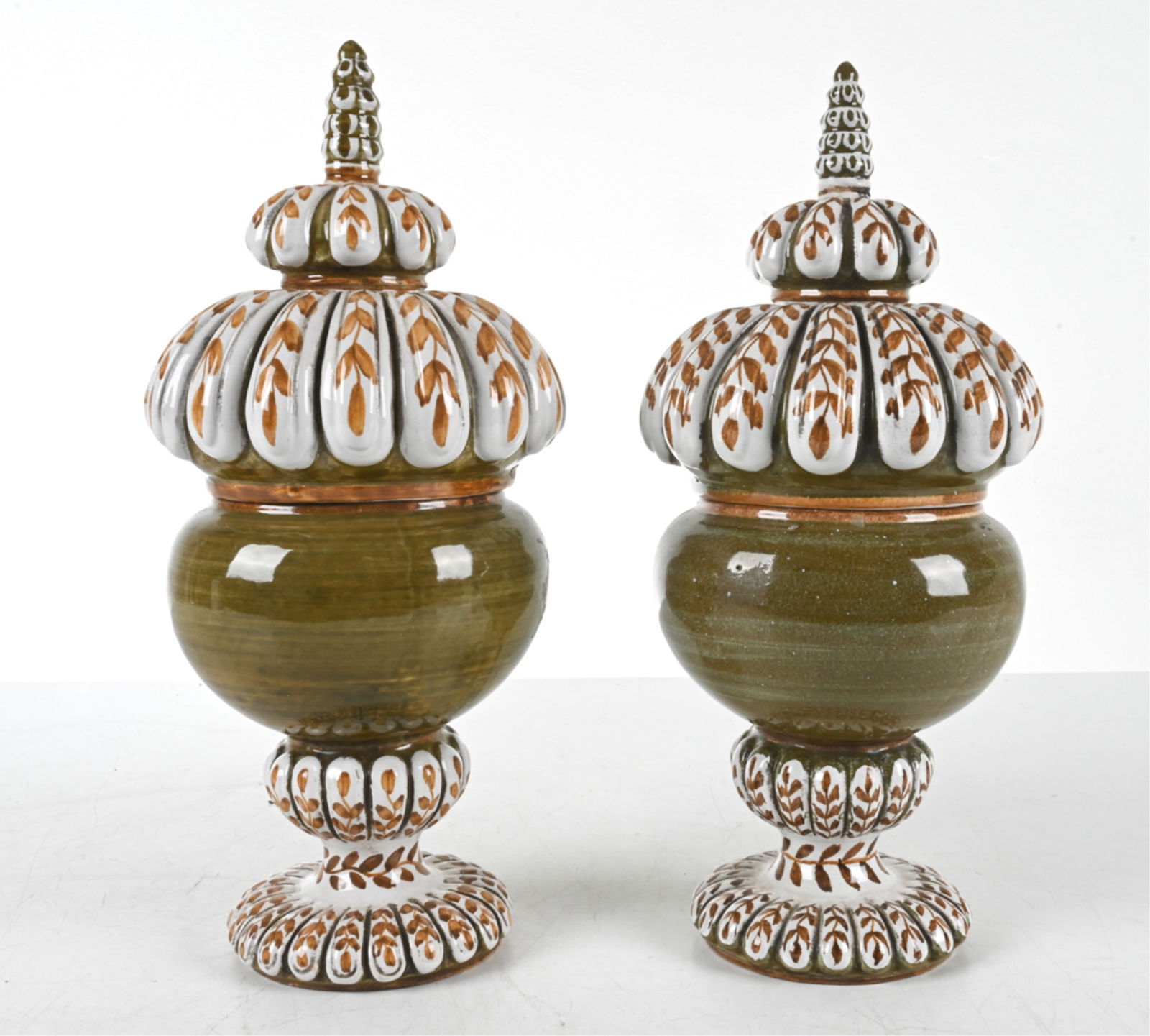 PAIR OF ITALIAN CERAMIC URNS (1 of 14)