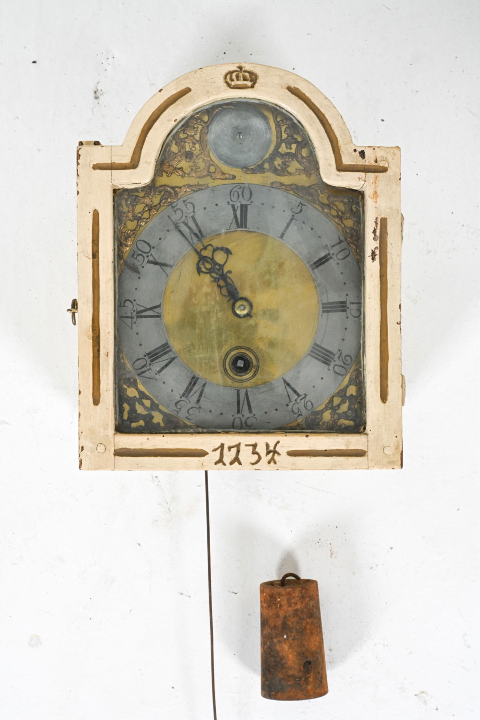 ANTIQUE DANISH PAINT-DECORATED WALL CLOCK (1 of 17)