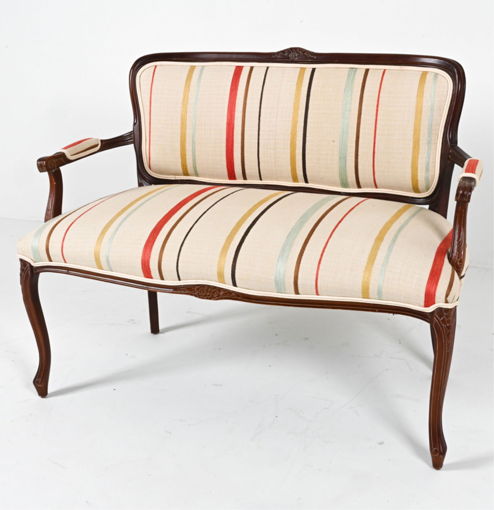 MAHOGANY UPHOLSTERED SETTEE (1 of 15)