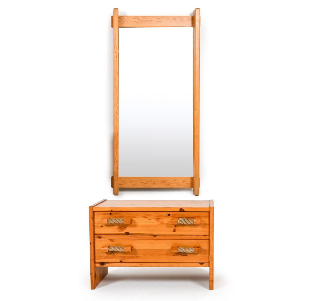 SCANDINAVIAN BRUTALIST PINE CHEST AND MIRROR (1 of 14)