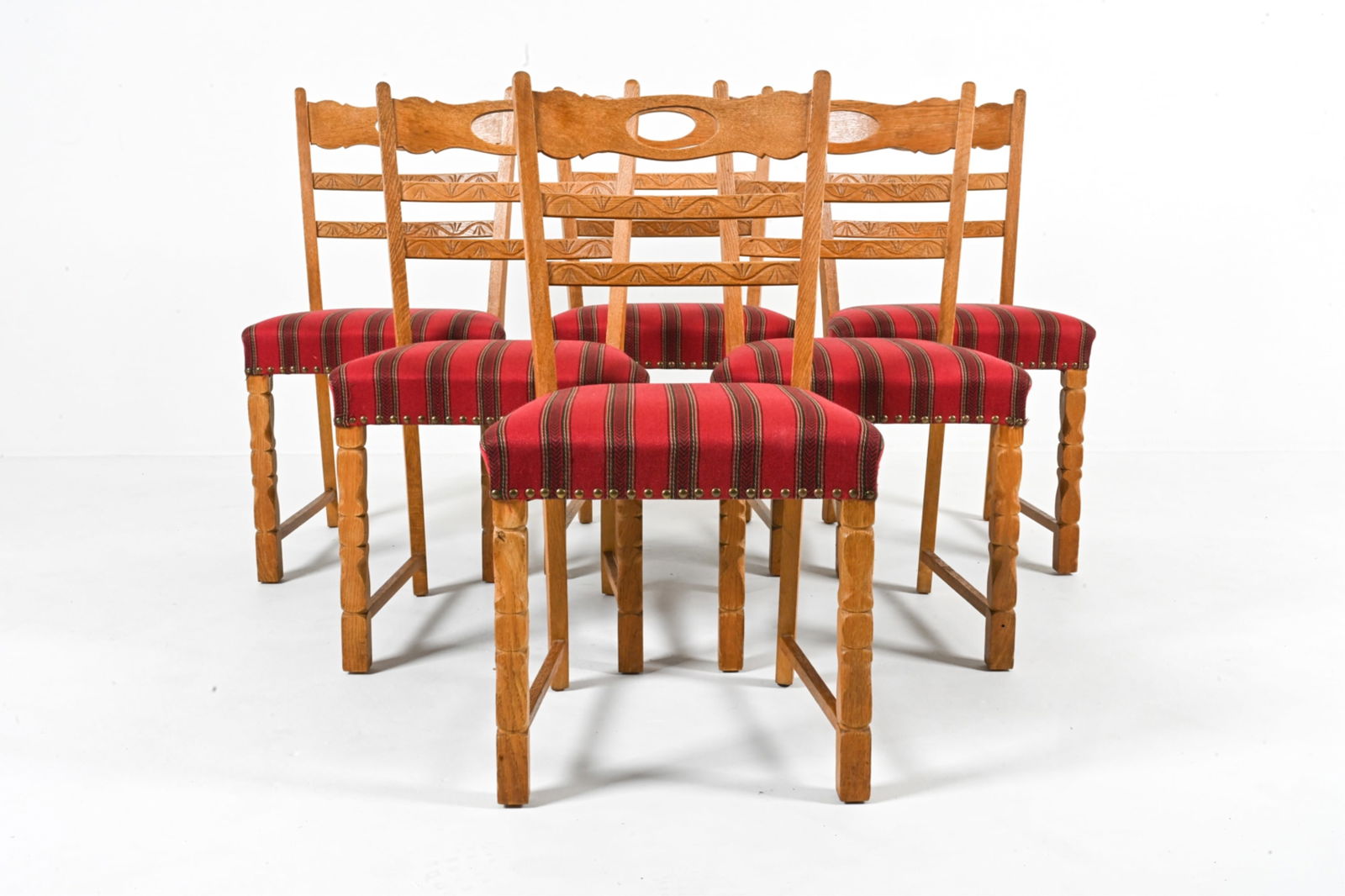 (6) MANNER OF HENNING KJAERNULF OAK DINING CHAIRS (1 of 8)