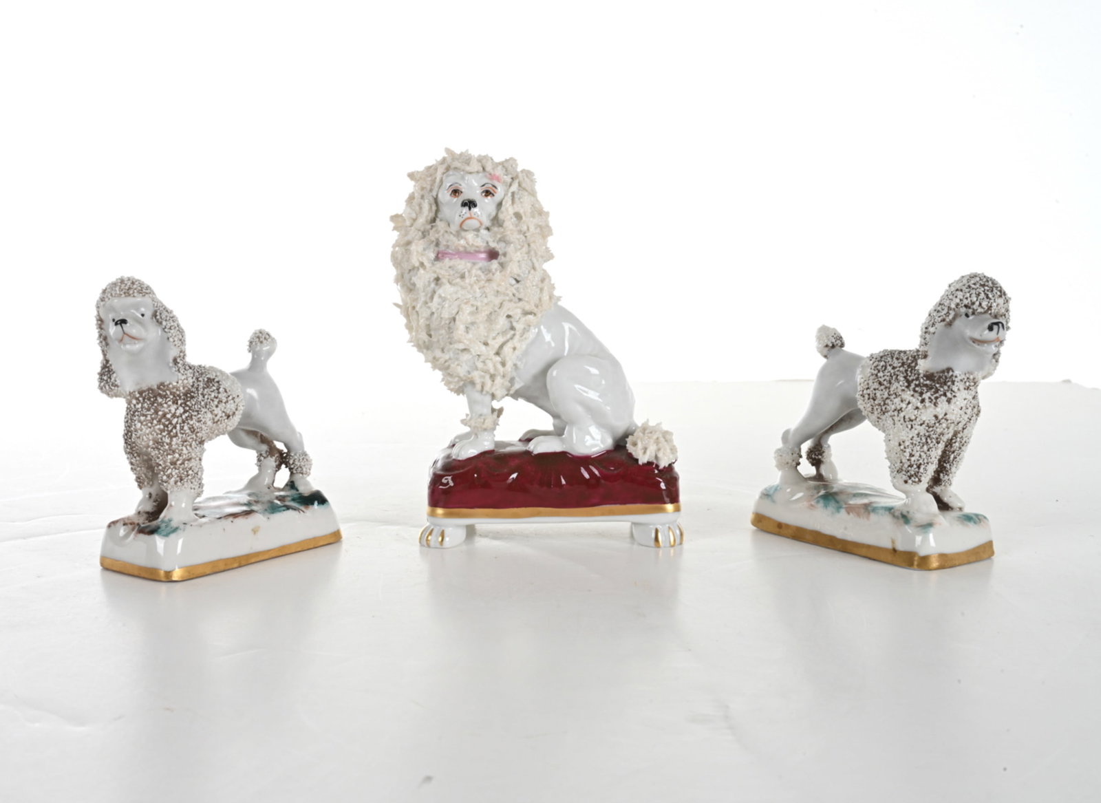 (3) CHELSEA PORCELAIN MINIATURE POODLE FIGURES (1 of 9)