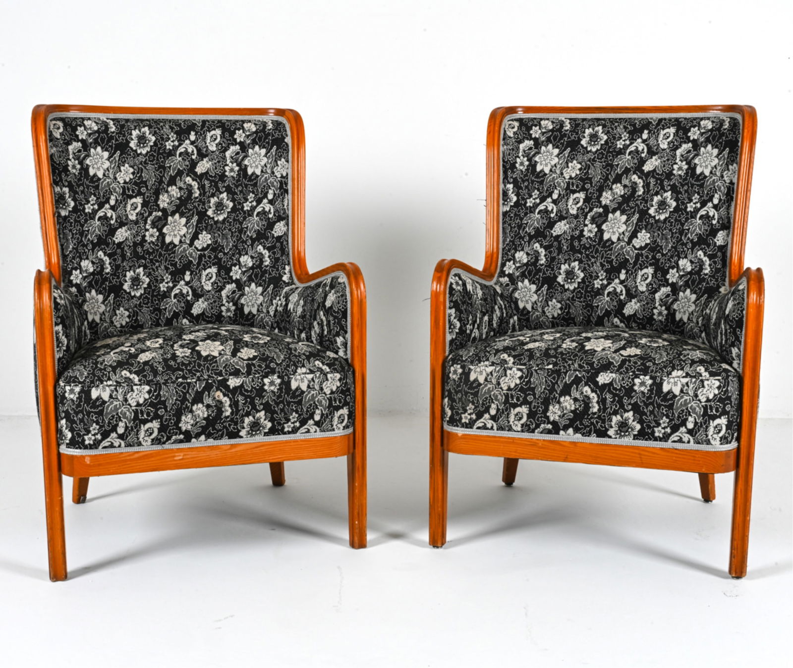 SCANDINAVIAN PINE UPHOLSTERED LOUNGE CHAIRS (1 of 18)