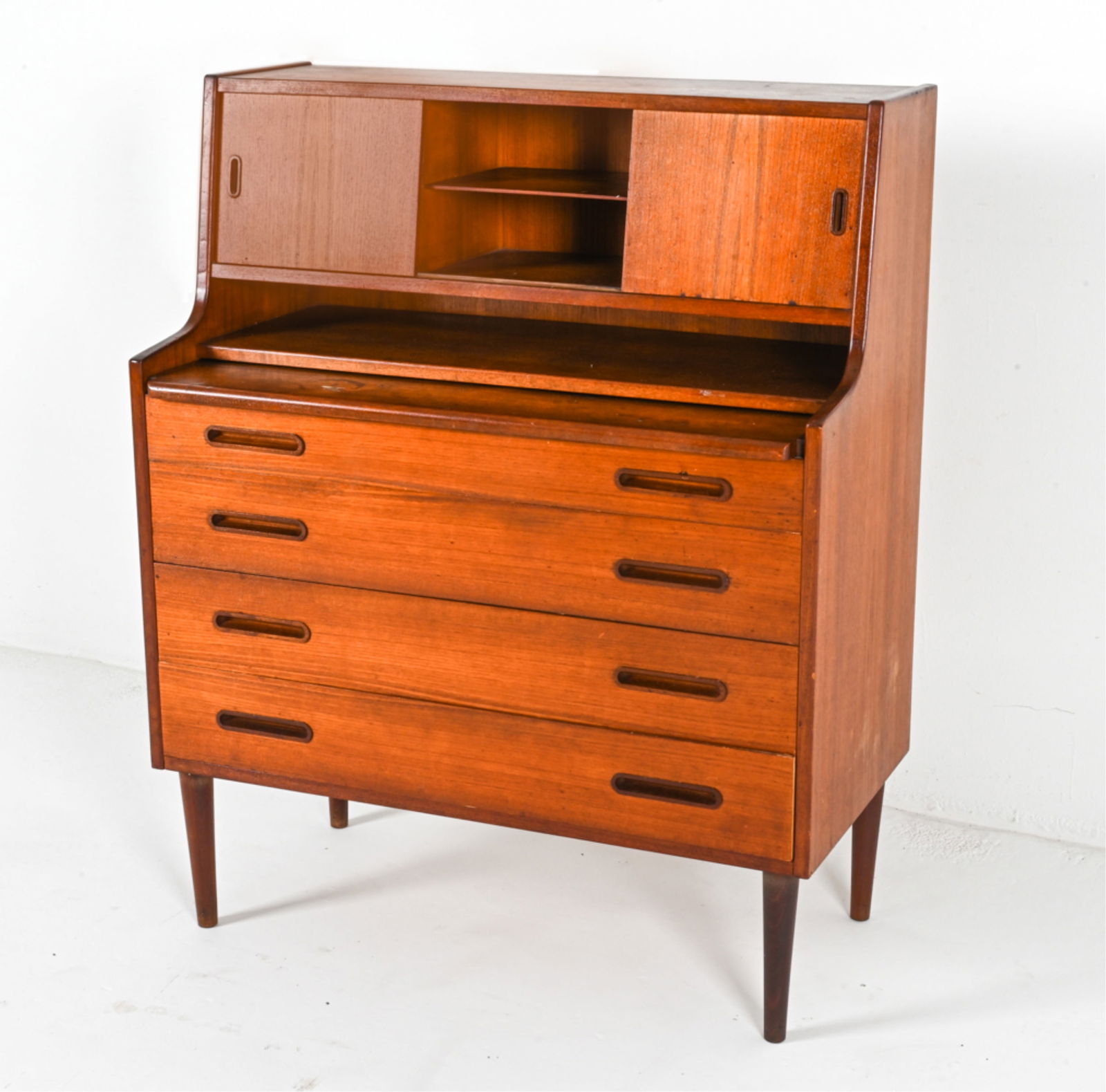 DANISH TEAK SECRETARY VANITY DESK, CIRCA 1960'S (1 of 18)