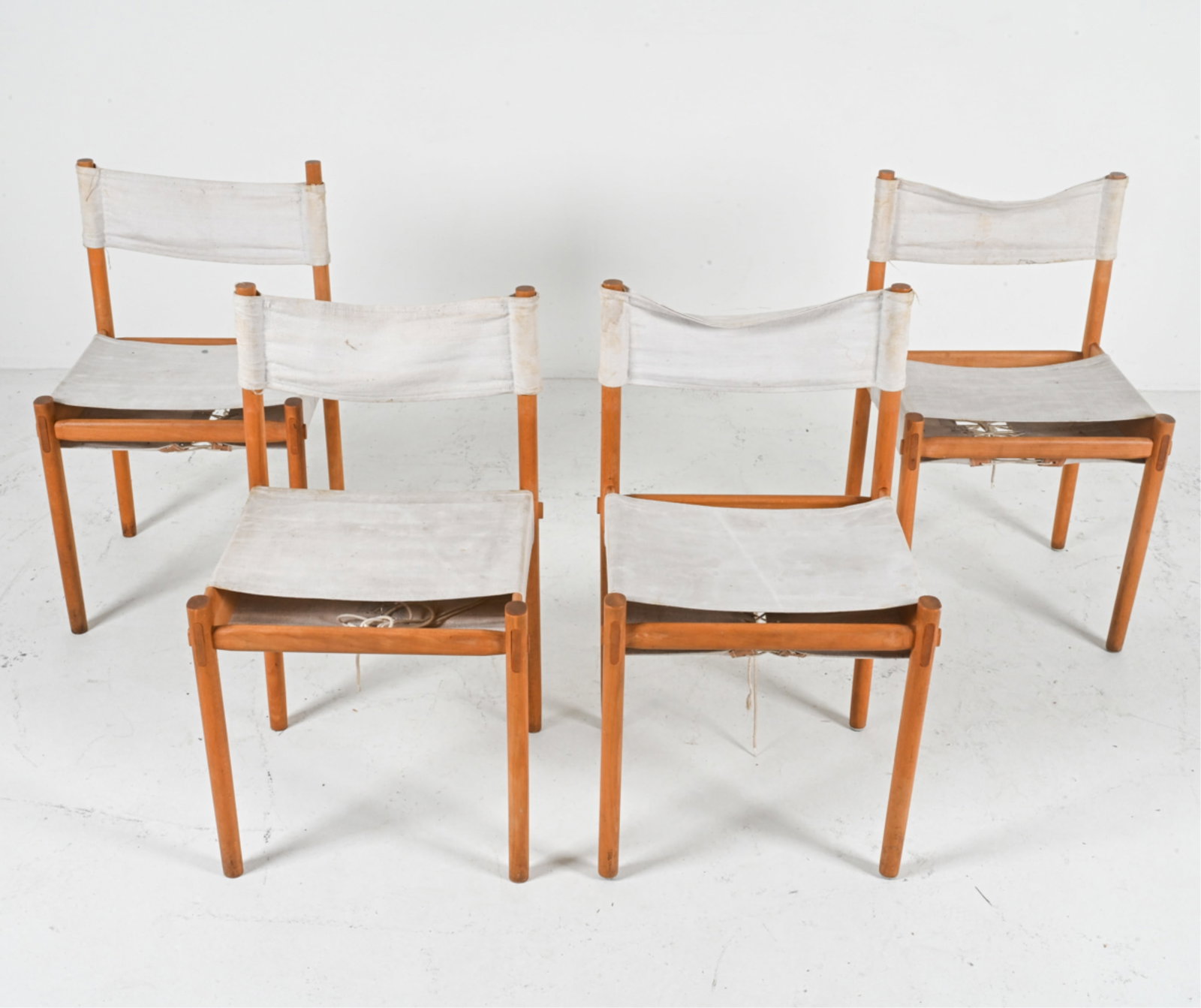 (4) DANISH BEECH AND CANVAS SIDE CHAIRS (1 of 13)