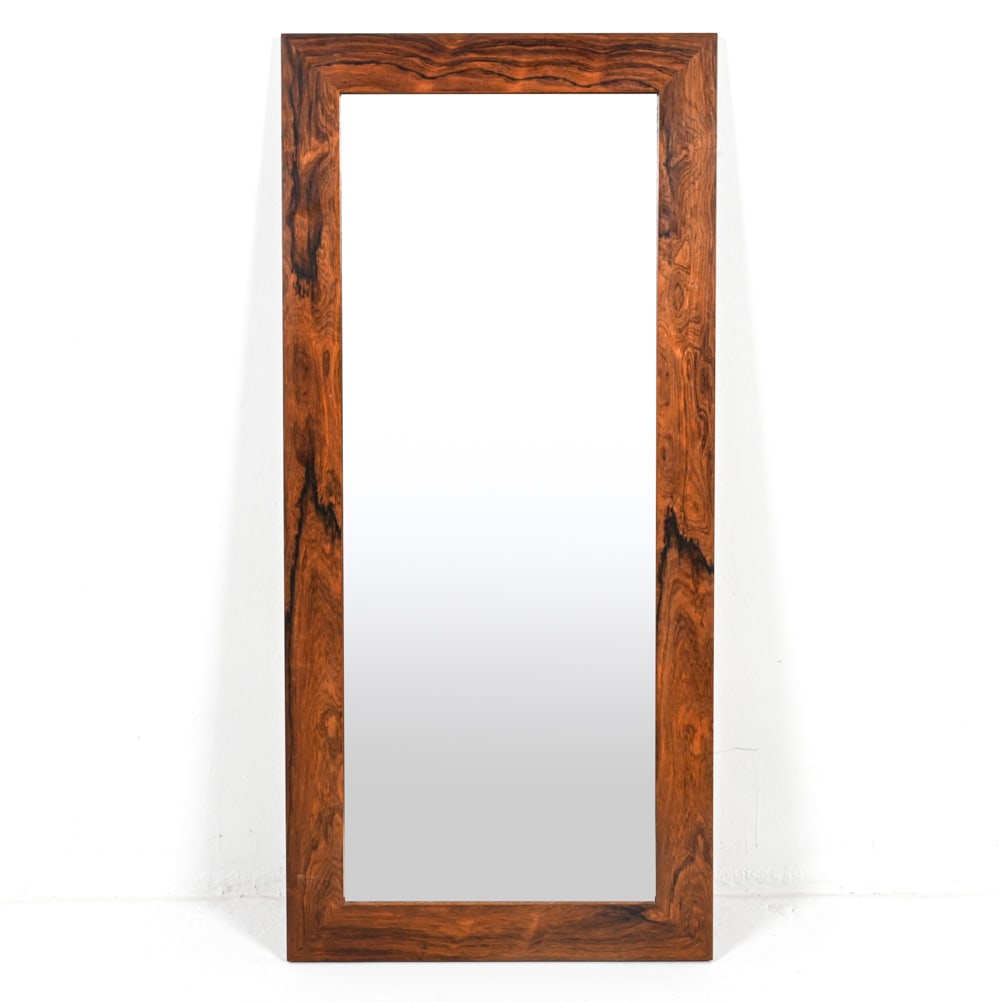 DANISH OAK WALL MIRROR, C.1970'S: Dimensions: H 44" x W 20.25". Condition: Minor nicks to wood, wear consistent with age and display.