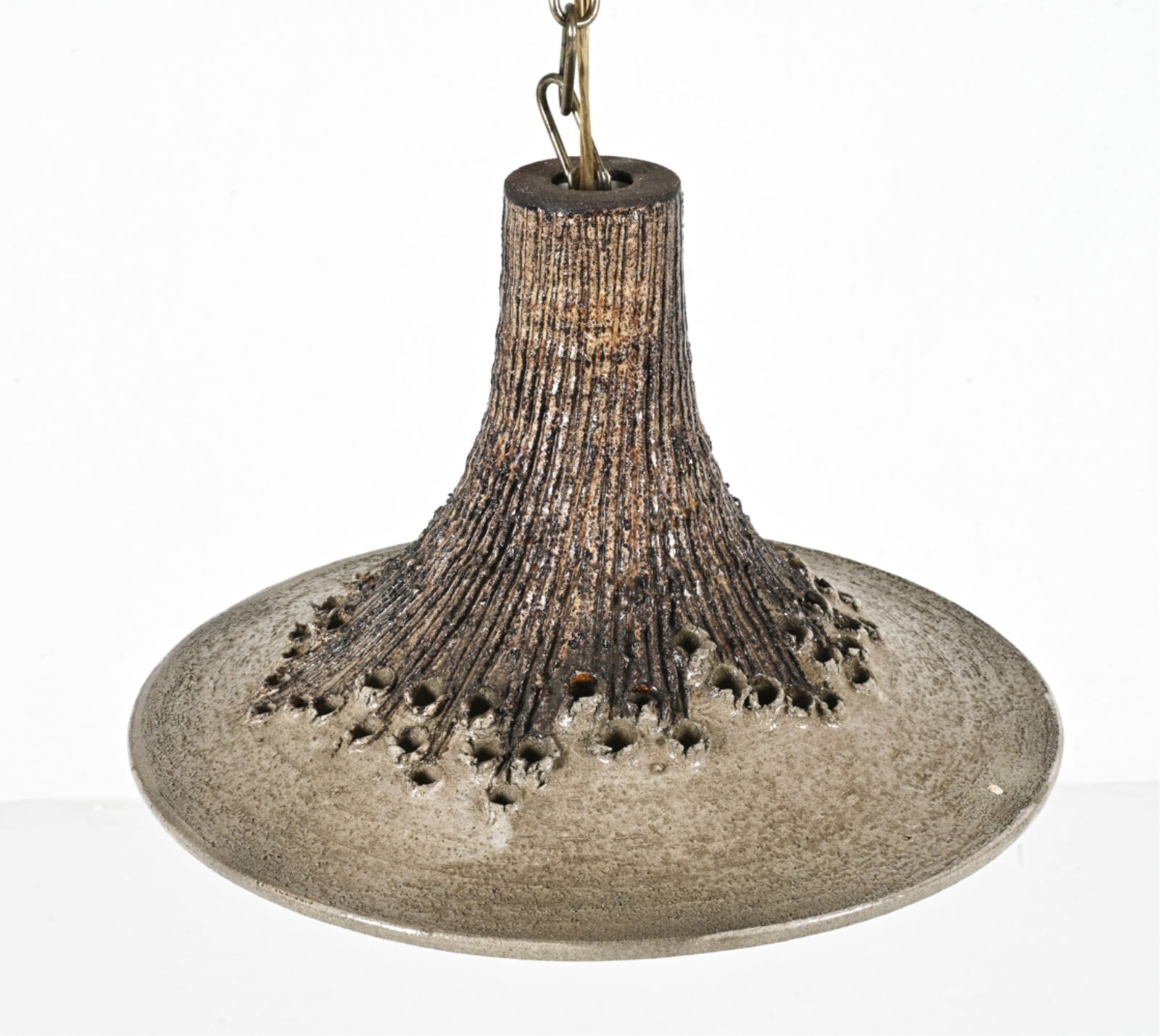 DANISH MID-CENTURY STUDIO POTTERY PENDANT LIGHT (1 of 8)