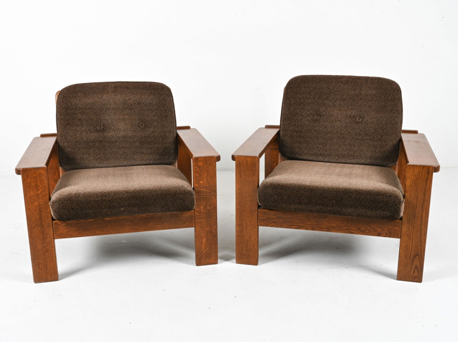 (2) SCANDINAVIAN BRUTALIST OAK ARMCHAIRS (1 of 13)