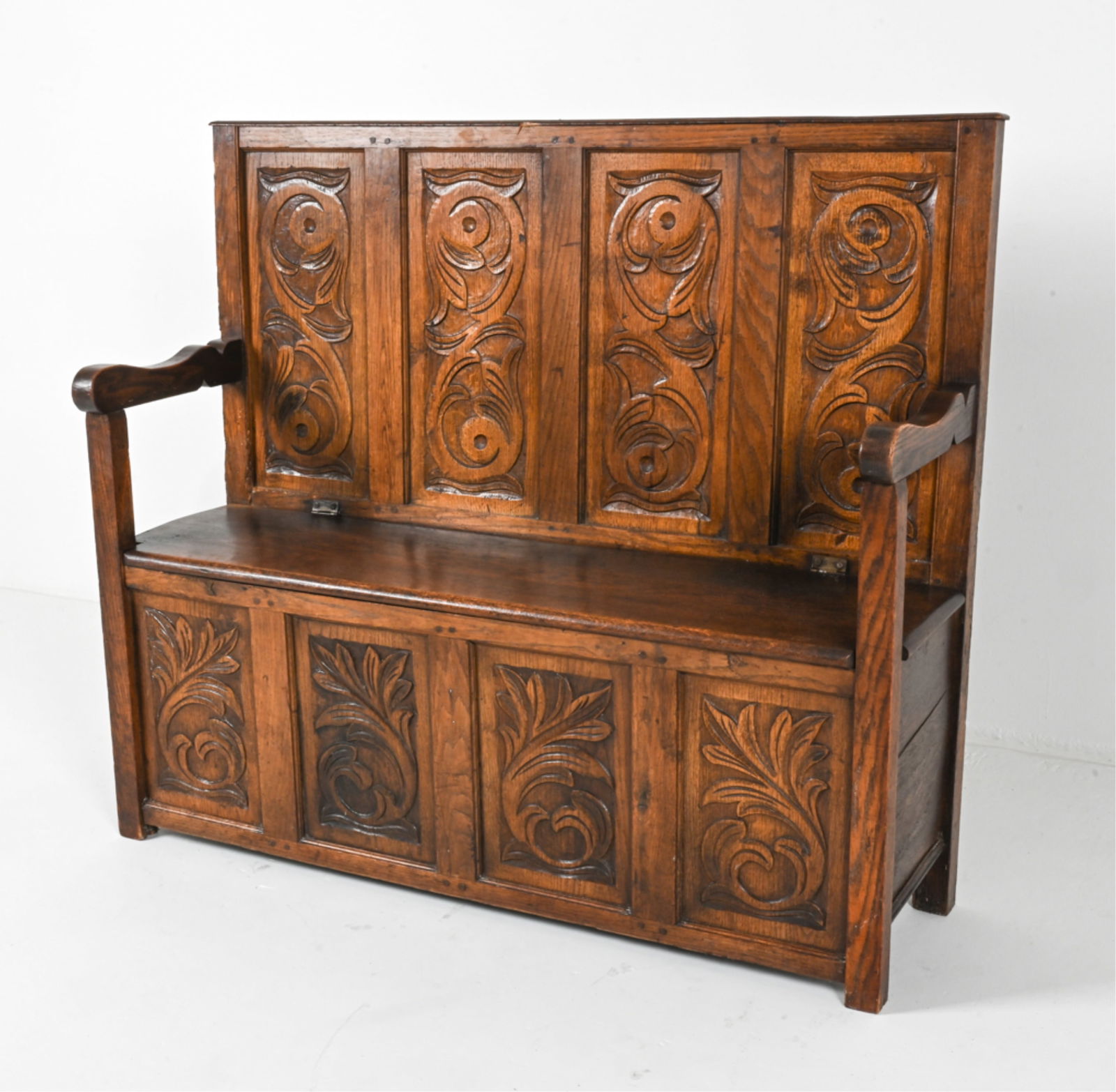 ANTIQUE DUTCH OAK HALL BENCH (1 of 20)