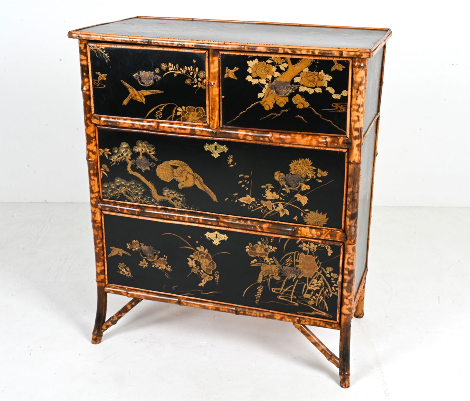 19TH C. CHINOISERIE BAMBOO & LACQUER CHEST (1 of 20)