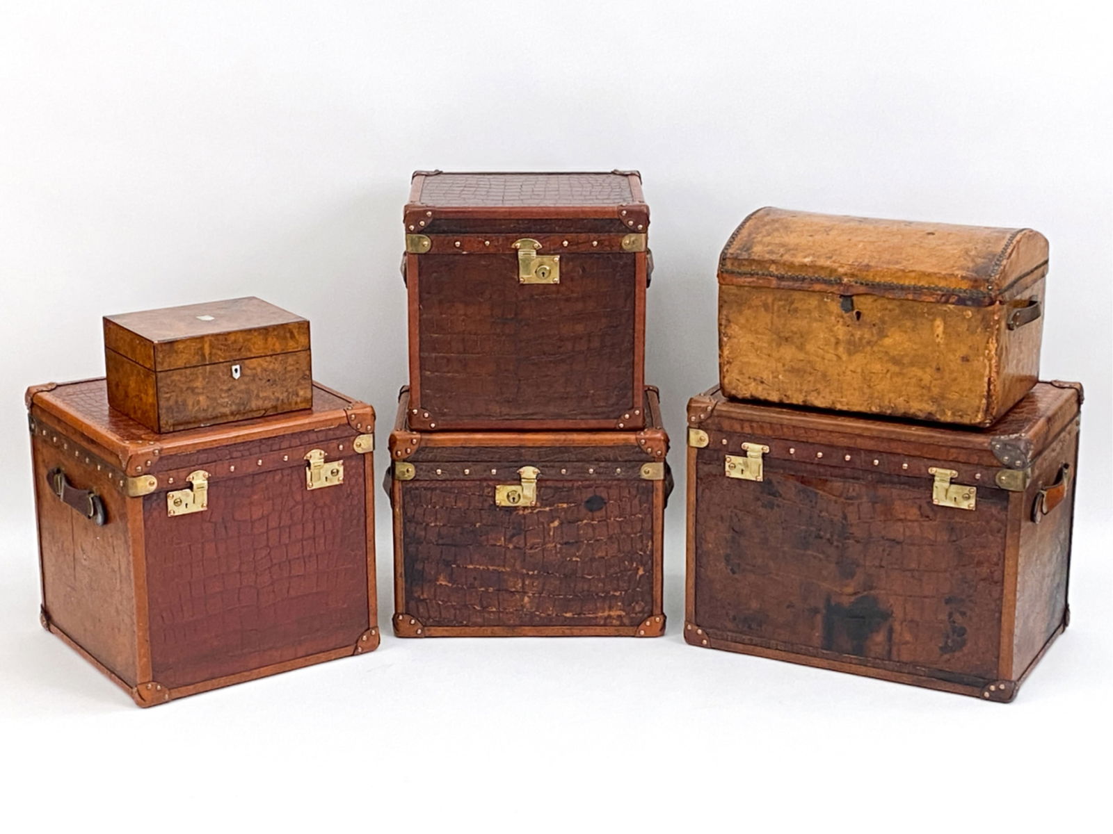 GROUPING OF LEATHER CLAD TRUNKS (1 of 17)