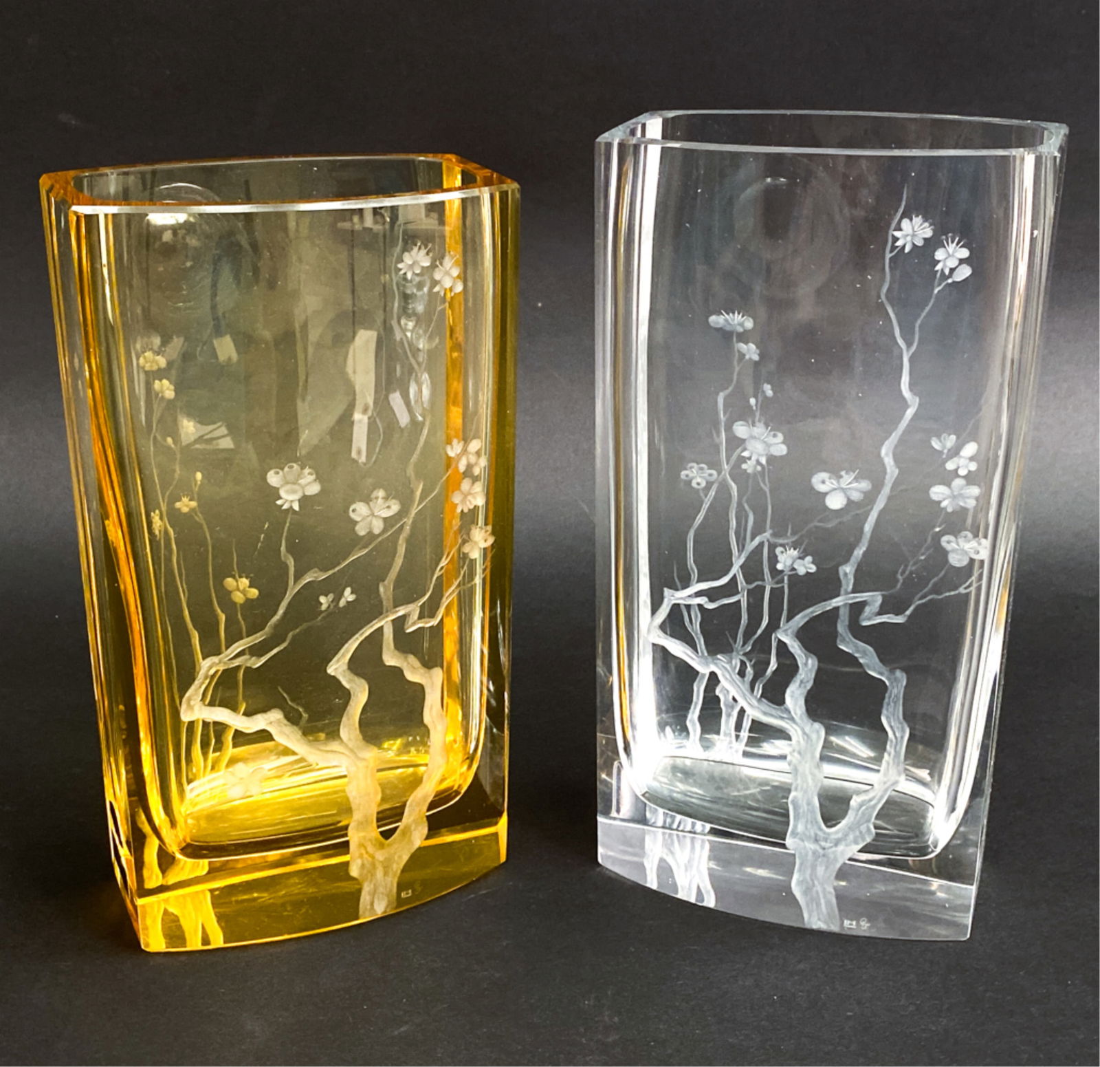 (2) MOSER CZECH ETCHED ART GLASS VASES (1 of 14)