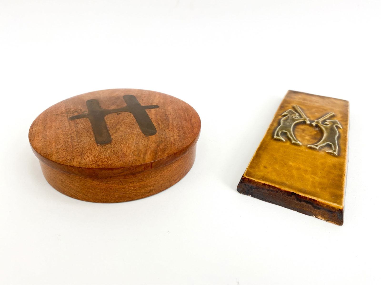 DANISH WOODEN BOX & THYSSEN CERAMIC TILE (1 of 14)