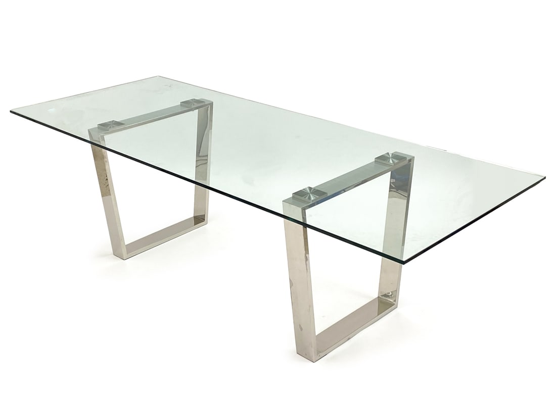 CONTEMPORARY GLASS & CHROME DINING TABLE (1 of 8)