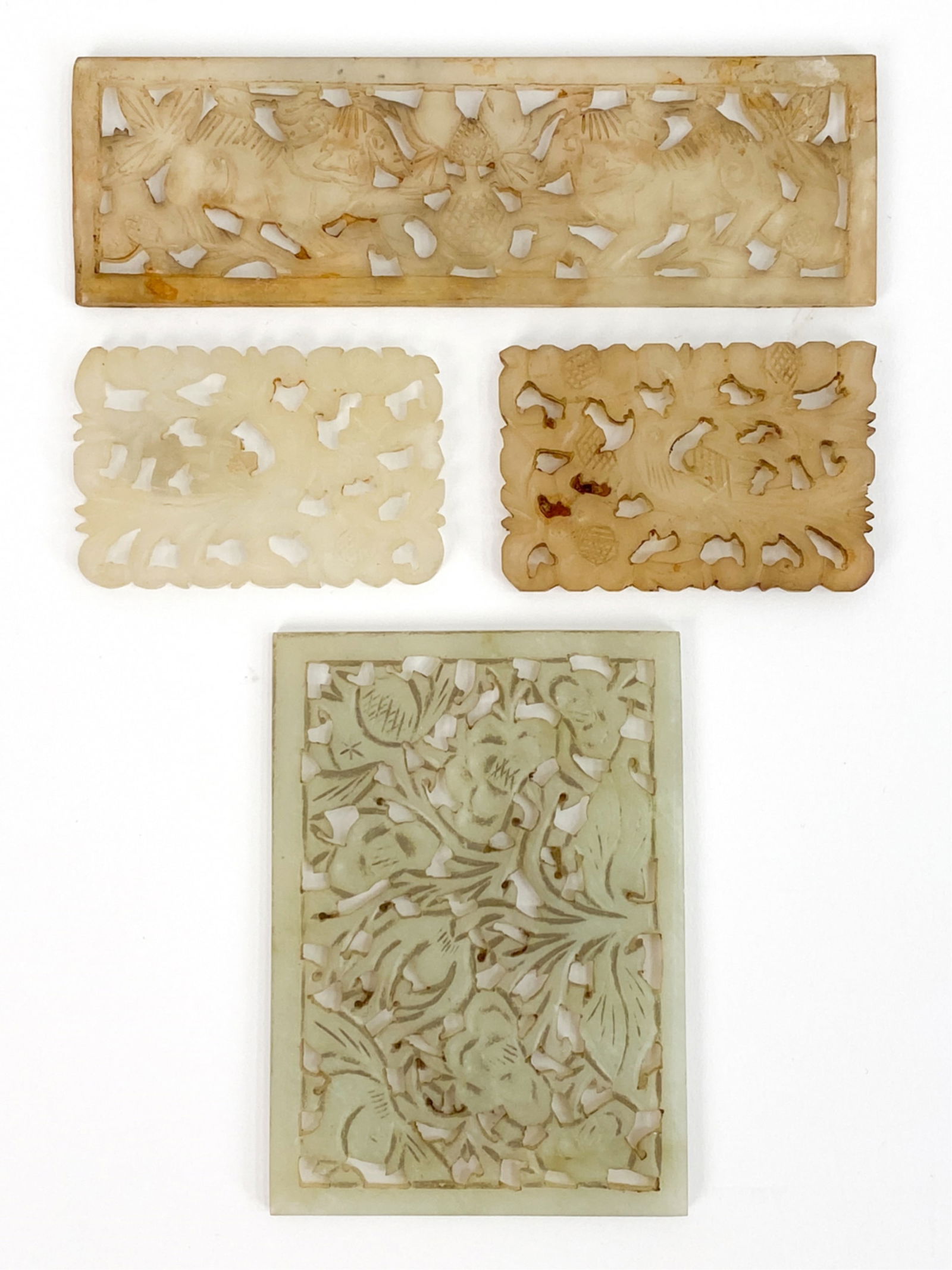 (4) CHINESE CARVED JADE PLAQUES (1 of 11)