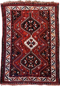 ANTIQUE PERSIAN SHIRAZ AREA RUG