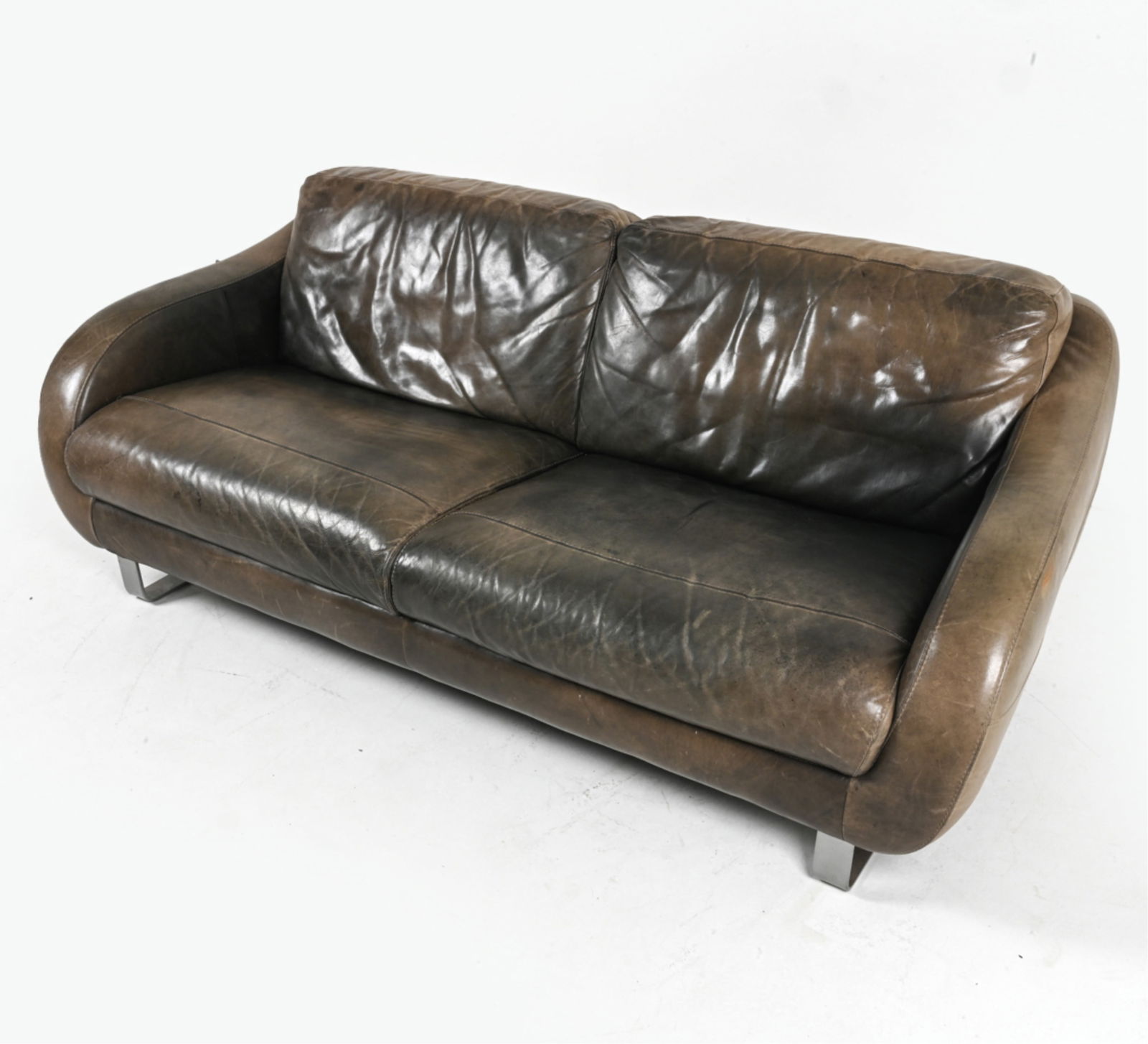 ITALIAN LEATHER AND CHROME SOFA FOR SOFITALIA (1 of 16)