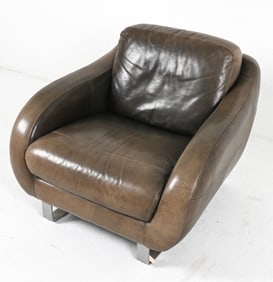 ITALIAN LEATHER & CHROME CLUB CHAIR FOR SOFITALIA