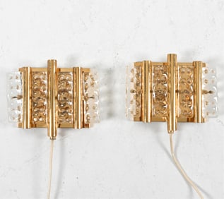 (2) GLASS AND BRASS SCONCES BY CARL FAGERLUND