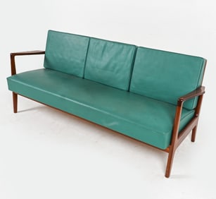 TEAK AND VINYL SOFA BY SVEND SKIPPER