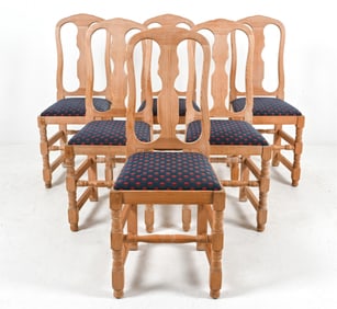 (6) NORWEGIAN PINE DINING CHAIRS BY KROGENAS