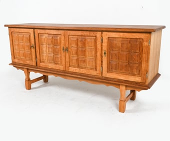 DANISH BRUTALIST OAK SIDEBOARD, C.1970'S