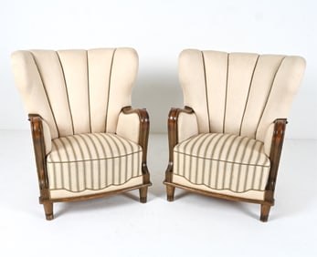 MID-CENTURY DANISH DECO STYLE WINGBACK ARMCHAIRS
