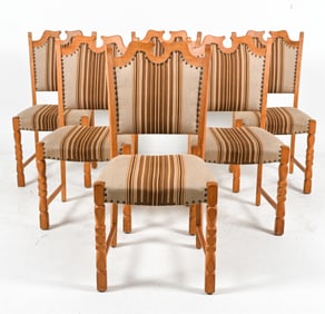 (6) OAK DINING CHAIRS ATTR HENRY KJAERNULF