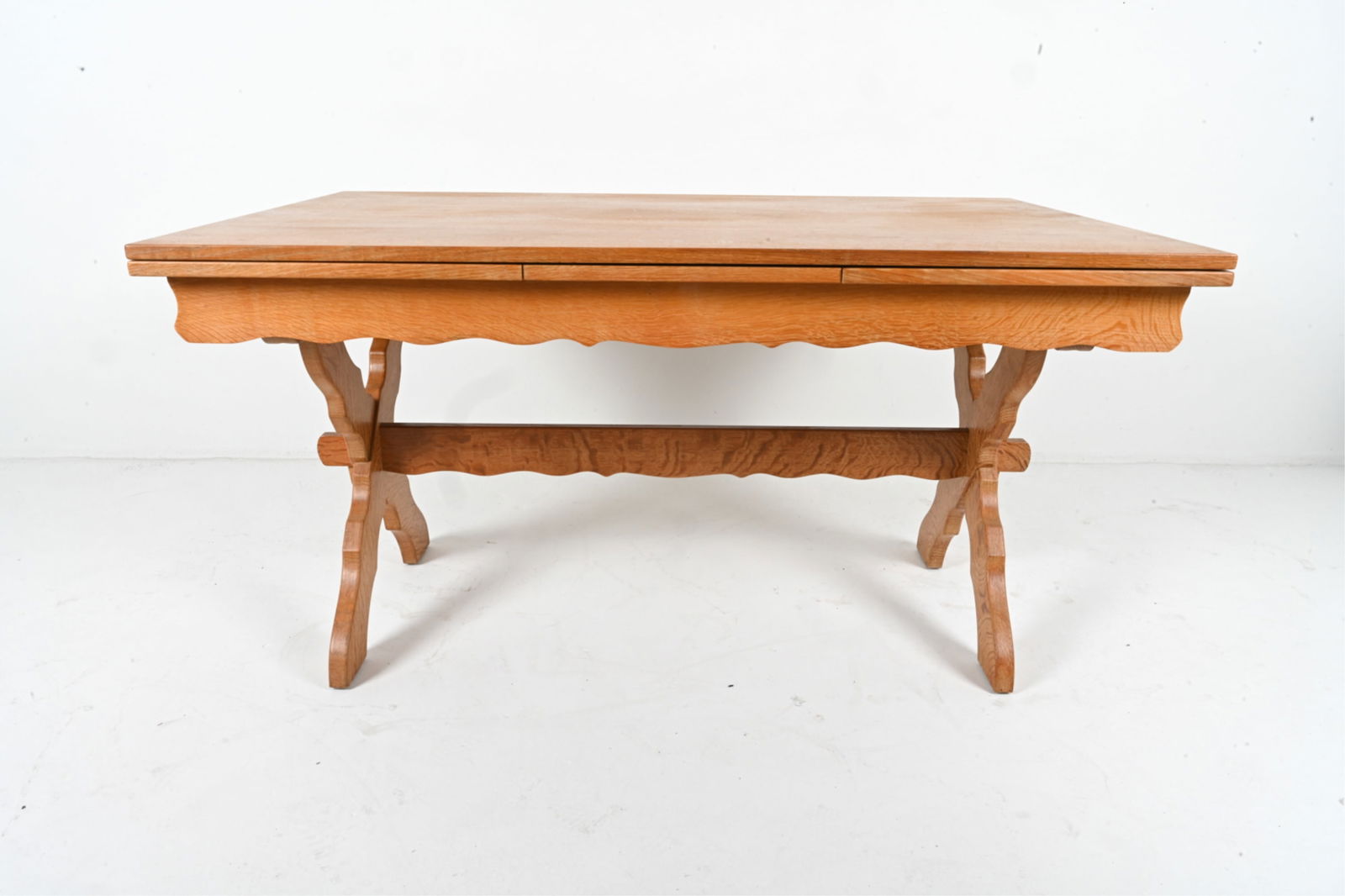 MANNER OF H. KJAERNULF OAK X-BASE DINING TABLE (1 of 20)