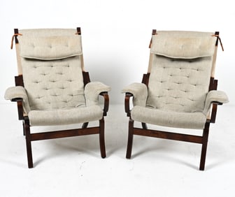 (2) ROSEWOOD 'PERNILA' CHAIRS BY BRUNO MATHSSON