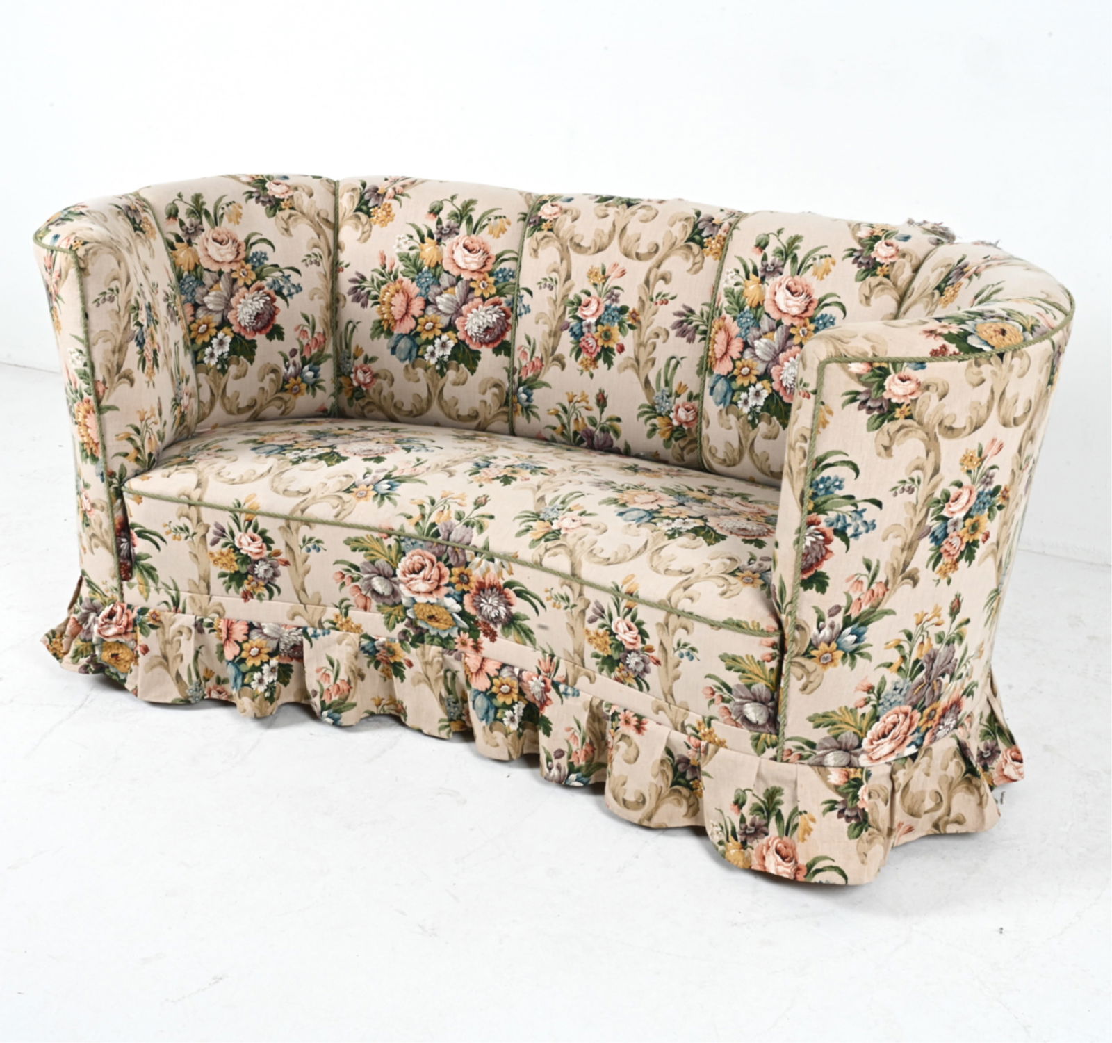 DANISH ART DECO CURVED UPHOLSTERED SOFA (1 of 17)