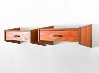 (2) DANISH TEAK FLOATING WALL SHELVES