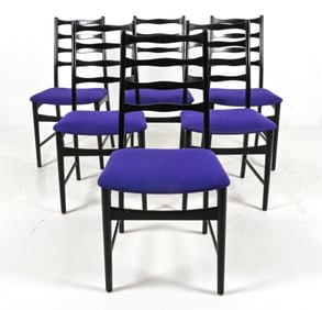 (6) DANISH PAINTED LADDER BACK SIDE CHAIRS