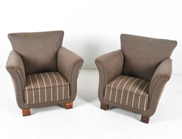 (2) DANISH WOOL LOUNGE CHAIRS, CIRCA 1970'S