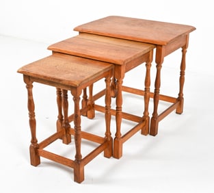 (3) DANISH OAK NESTING TABLES