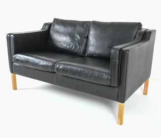 MANNER OF BORGE MOGENSEN DANISH LEATHER SOFA