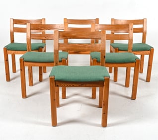 (6) SCANDINAVIAN PINE DINING SIDE CHAIRS, C.1980'S