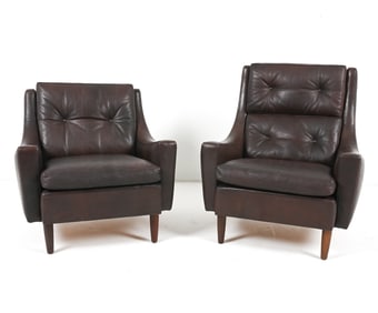 (2) LEATHER LOUNGE CHAIRS ATTR. GEORGE THAMS