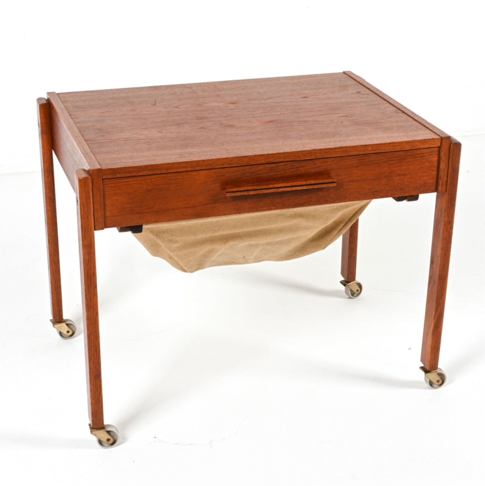 DANISH TEAK ROLLING SEWING TABLE (1 of 15)