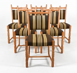 (6) OAK DINING SIDE CHAIRS ATTR. HENRY KJAERNULF