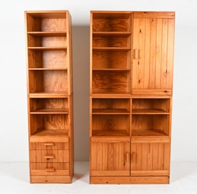 (2) SCANDINAVIAN PINE MODULAR BOOKCASE & CABINET