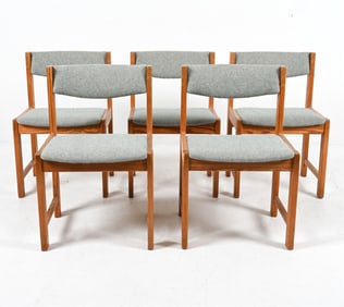 (5) SCANDINAVIAN PINE DINING SIDE CHAIRS, C.1970'S
