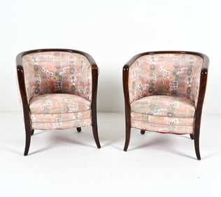 (2) DANISH ART DECO WALNUT ARM CHAIRS