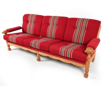 DANISH BRUTALIST OAK AND WOOL SOFA